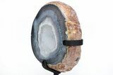 Blue Agate With Quartz Crystals on Metal Base - Brazil #216868-3